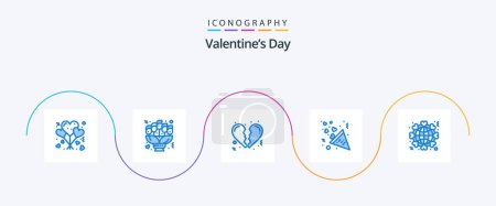 Illustration for Valentines Day Blue 5 Icon Pack Including heart. love. date. heart. celebration - Royalty Free Image