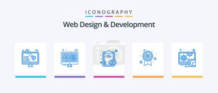 Ilustración de Web Design And Development Blue 5 Icon Pack Including design. quality. settings. quality assurance. clipboard. Creative Icons Design - Imagen libre de derechos