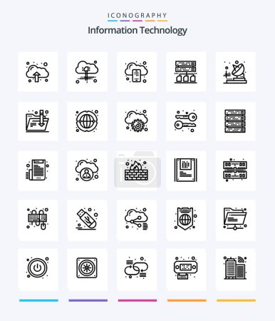 Téléchargez les illustrations : Creative Information Technology 25 OutLine icon pack  Such As folder. transmitter. mobile. telecommunication. management - en licence libre de droit