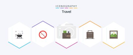 Ilustración de Travel 25 Flat icon pack including picture. landmark. cash. camera. tourist - Imagen libre de derechos
