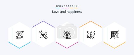 Illustration for Love 25 Line icon pack including heart. health. wedding. heal. valentine - Royalty Free Image