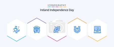 Illustration for Ireland Independence Day 25 Blue icon pack including laptop. horseshoe. st. golden. ireland - Royalty Free Image