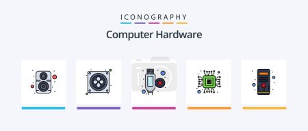 Illustration for Computer Hardware Line Filled 5 Icon Pack Including cooler. hardware. computer. floppy. computer. Creative Icons Design - Royalty Free Image