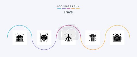 Téléchargez les illustrations : Travel Glyph 5 Icon Pack Including laptop. area. airplane. greek. cultural - en licence libre de droit