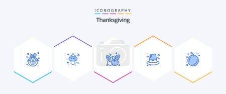 Téléchargez les illustrations : Thanksgiving 25 Blue icon pack including orange. thanksgiving. cherry. holiday. autumn - en licence libre de droit