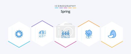 Illustration for Spring 25 Blue icon pack including easter. spring. growing. nature. apple - Royalty Free Image