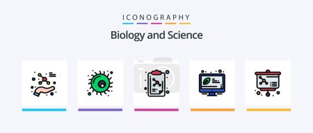 Illustration for Biology Line Filled 5 Icon Pack Including . atom. present. lesson. growth. Creative Icons Design - Royalty Free Image