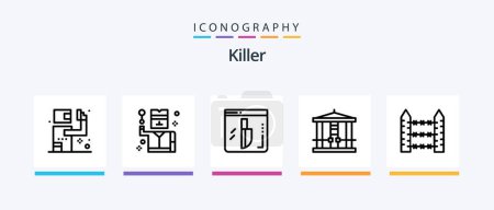 Illustration for Killer Line 5 Icon Pack Including bottle. pharmacy. wire. medication. prison. Creative Icons Design - Royalty Free Image