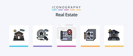Ilustración de Real Estate Line Filled 5 Icon Pack Including estate . computer . estate. real. Creative Icons Design - Imagen libre de derechos