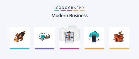 Ilustración de Modern Business Line Filled 5 Icon Pack Including documents. data. architecture. archive. real estate. Creative Icons Design - Imagen libre de derechos