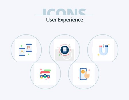 Ilustración de User Experience Flat Icon Pack 5 Icon Design. attraction. process. chat. ux. action - Imagen libre de derechos