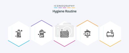 Illustration for Hygiene Routine 25 Line icon pack including sponge. cleaning. cleaning. wash. cleaning - Royalty Free Image