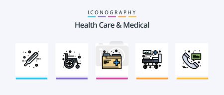 Illustration for Health Care And Medical Line Filled 5 Icon Pack Including . emergency. heart care. alarm. hospital. Creative Icons Design - Royalty Free Image