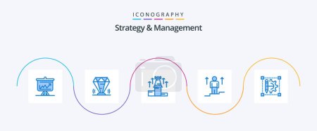 Téléchargez les illustrations : Strategy And Management Blue 5 Icon Pack Including arrow. user. ruby. arrow. fort - en licence libre de droit