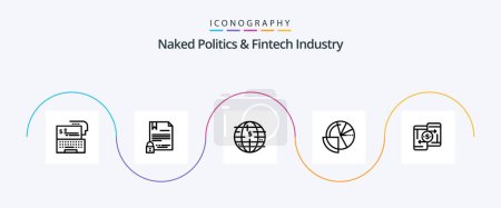 Téléchargez les illustrations : Naked Politics And Fintech Industry Line 5 Icon Pack Including analytics. financial data. document. decentralized. blockchain - en licence libre de droit