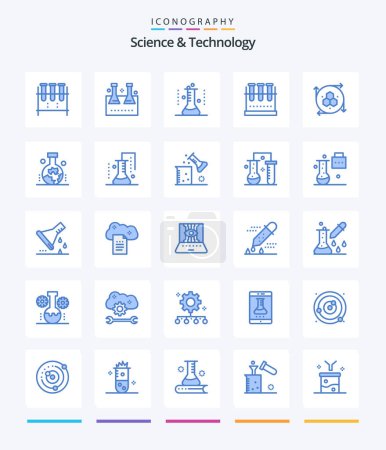 Illustration for Creative Science And Technology 25 Blue icon pack  Such As scientific research. science lab. modeling tool. chemistry. study of earth surface - Royalty Free Image