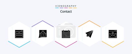 Illustration for Contact 25 Glyph icon pack including contact us. communication. convo. date. contact - Royalty Free Image