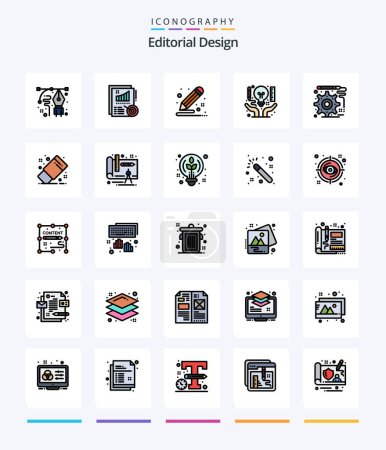 Illustration for Creative Editorial Design 25 Line FIlled icon pack  Such As creative. art. design. idea. draw - Royalty Free Image