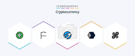 Ilustración de Cryptocurrency 25 FilledLine icon pack including crypto currency. market cap. nexus. charts. block net - Imagen libre de derechos