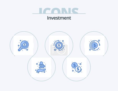 Ilustración de Investment Blue Icon Pack 5 Icon Design. profit. currency. money. money. coins - Imagen libre de derechos