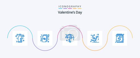 Illustration for Valentines Day Blue 5 Icon Pack Including like. delivery. life. valentine. protect - Royalty Free Image