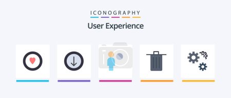 Téléchargez les illustrations : User Experience Flat 5 Icon Pack Including preferences. configuration. profile. trash. delete. Creative Icons Design - en licence libre de droit