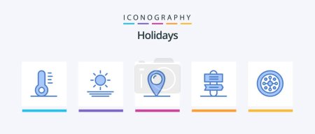 Illustration for Holidays Blue 5 Icon Pack Including . shield. pad lock. holiday. christmas. Creative Icons Design - Royalty Free Image