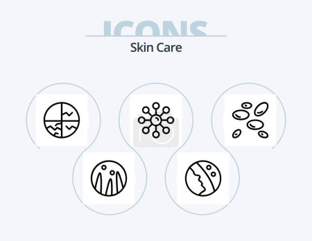 Ilustración de Skin Line Icon Pack 5 Icon Design. dry. dermatologist. skin. omega pills. omega - Imagen libre de derechos
