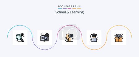 Illustration for School And Learning Line Filled Flat 5 Icon Pack Including education. book. education. graduation. bookmark - Royalty Free Image