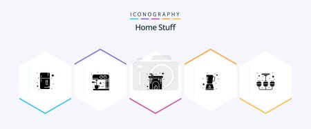 Ilustración de Home Stuff 25 Glyph icon pack including design. chimney. mixer. blender - Imagen libre de derechos