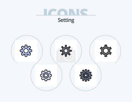 Téléchargez les illustrations : Setting Line Filled Icon Pack 5 Icon Design. . gear. - en licence libre de droit