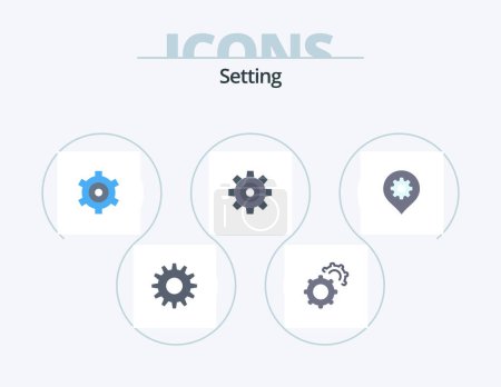 Téléchargez les illustrations : Setting Flat Icon Pack 5 Icon Design. map. setting. cogs. gear. setting - en licence libre de droit