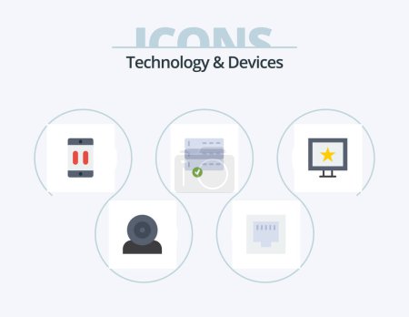 Téléchargez les illustrations : Devices Flat Icon Pack 5 Icon Design. stars. devices. cellphone. data. pause - en licence libre de droit
