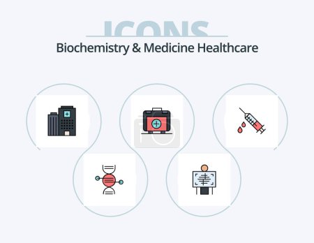 Illustration for Biochemistry And Medicine Healthcare Line Filled Icon Pack 5 Icon Design. medical. female. xray. male. - Royalty Free Image