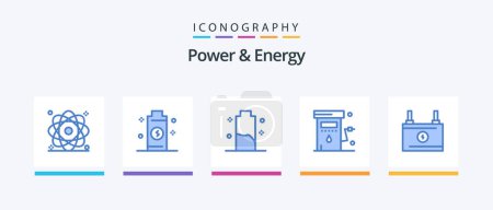 Illustration for Power And Energy Blue 5 Icon Pack Including power. gas. power. energy. energy. Creative Icons Design - Royalty Free Image
