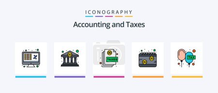 Illustration for Taxes Line Filled 5 Icon Pack Including budget. taxes. floating. money. coin. Creative Icons Design - Royalty Free Image