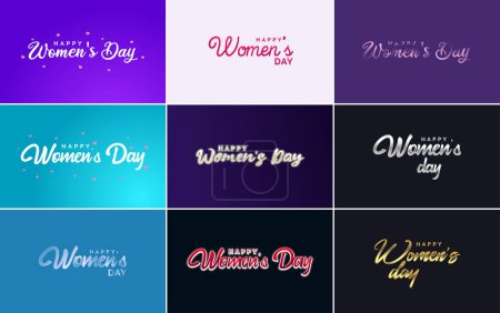 Ilustración de Set of Happy International Woman's Day signs and emblems vector design elements. signs. labels. badges collection - Imagen libre de derechos