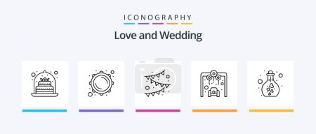 Téléchargez les illustrations : Wedding Line 5 Icon Pack Including jewelry. earrings. gift. accessory. party. Creative Icons Design - en licence libre de droit