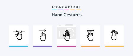Téléchargez les illustrations : Hand Gestures Line 5 Icon Pack Including gesture. left. finger. up. hand. Creative Icons Design - en licence libre de droit