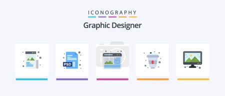 Illustration for Graphic Designer Flat 5 Icon Pack Including image. designer. graphic. paris. cola. Creative Icons Design - Royalty Free Image