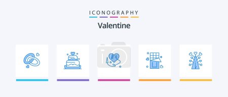 Téléchargez les illustrations : Valentine Blue 5 Icon Pack Including love. food. wedding. love.. Creative Icons Design - en licence libre de droit