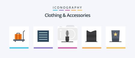 Téléchargez les illustrations : Clothing and Accessories Flat 5 Icon Pack Including fashion. web. accessories. fashion. clothing. Creative Icons Design - en licence libre de droit