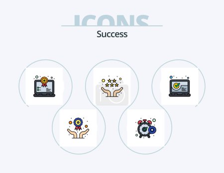Illustration for Sucess Line Filled Icon Pack 5 Icon Design. crown. winner. seo. reward. gold - Royalty Free Image
