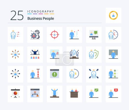 Ilustración de Business People 25 Flat Color icon pack including job. employee. team. strategy. people - Imagen libre de derechos