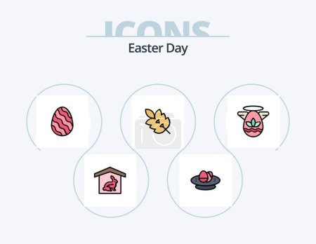 Illustration for Easter Line Filled Icon Pack 5 Icon Design. egg. easter. flower. celebration. flower - Royalty Free Image