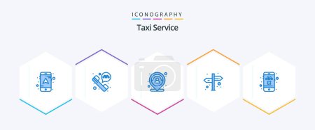 Illustration for Taxi Service 25 Blue icon pack including transport. cancel ride. map. cab. navigation - Royalty Free Image