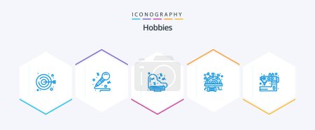 Illustration for Hobbies 25 Blue icon pack including sew. handcraft. grand. stitch. pincushion - Royalty Free Image