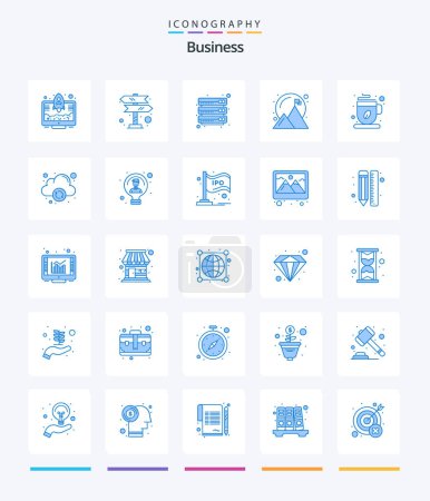 Illustration for Creative Business 25 Blue icon pack  Such As hot. success. cloud. goal. achieved - Royalty Free Image
