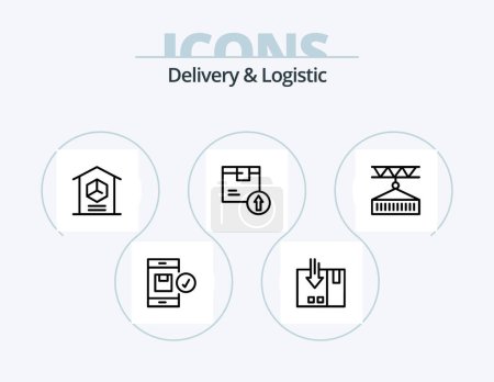 Téléchargez les illustrations : Delivery And Logistic Line Icon Pack 5 Icon Design. logistic. delivery. shapes. cargo. logistic - en licence libre de droit