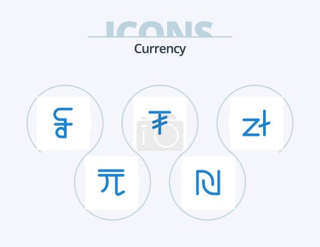 Illustration for Currency Blue Icon Pack 5 Icon Design. poland. mongolia. israeli. currency. cash - Royalty Free Image